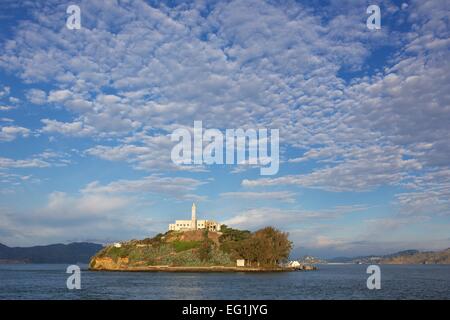 Gefängnis Alcatraz an einem schönen Morgen in San Francisco Bay, Kalifornien Stockfoto