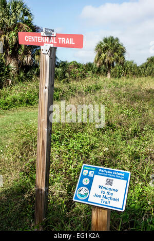 Sebastian Florida, North Hutchinson Orchid Island, Pelican Island National Wildlife Refuge, Schild, Logo, Centennial Trail, Visitors travel Tour tou Stockfoto