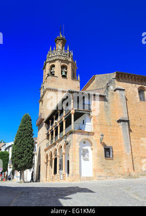 Kirche Santa Maria la Mayor Glockenturm Plaza Duquesa De Parcent, Ronda, Andalusien, Spanien Stockfoto