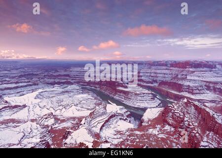 Dead Horse Point State Park in Utah im Winter bei Sonnenaufgang Stockfoto