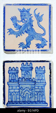 Azulejo Ornament auf der Wand, Alcazar, Königspalast, Sevilla, Andalusien, Spanien Stockfoto