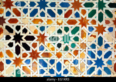 Azulejo Ornament auf der Wand, Alcazar, Königspalast, Sevilla, Andalusien, Spanien Stockfoto