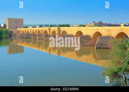 Römische Brücke (Puente Romano), Fluss Guadalquivir, Córdoba, Andalusien, Spanien Stockfoto