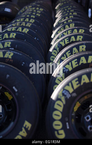 Daytona Beach, FL, USA. 13. Februar 2015. Daytona Beach, FL - 13. Februar 2015: Der NASCAR Sprint Cup Series Teams nehmen an der Strecke für den Sprint Unlimited auf dem Daytona International Speedway in Daytona Beach, FL. © Csm/Alamy Live-Nachrichten Stockfoto