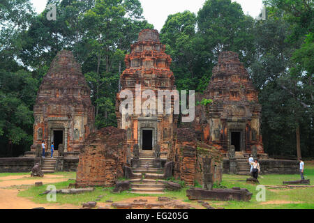 Preah Ko Tempel (879), Hariharalaya, Roluos, Kambodscha Stockfoto