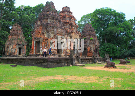 Preah Ko Tempel (879), Hariharalaya, Roluos, Kambodscha Stockfoto