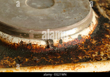 Rostflecken auf der alten e-Herd Stockfoto