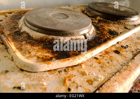 Rostflecken auf der alten e-Herd Stockfoto