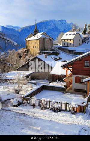 Arves Tal in der Nähe von Thyez, Saint-Sigismond, Haute-Savoie, Frankreich Stockfoto