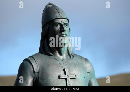 Grönland, Eriks Fjord, Brattahlid, Statue von Explorer Leif Erikson. Stockfoto