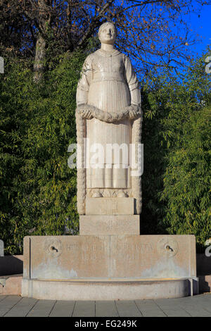 Statue der Heiligen Katharina (1915), Hundertjahrfeier der Eingang des Wallis in der Schweizerischen Eidgenossenschaft, Sion, Kanton Wallis, Schweiz Stockfoto