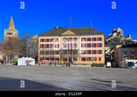 Platzieren Sie De La Planta, Sion, Wallis, Schweiz Stockfoto