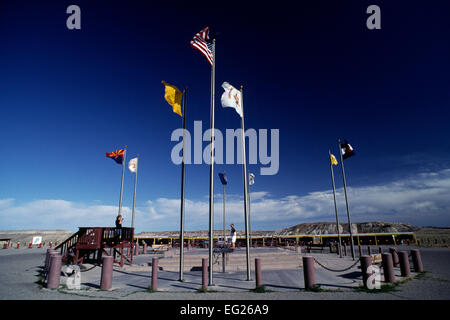 USA, das Four Corners Monument, nur Punkt, der an vier Bundesstaaten gemeinsam ist, Utah, Colorado, Arizona, New Mexico Stockfoto
