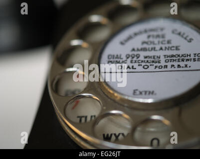 Britische Bakelit GPO Telefon schwarz Stockfoto