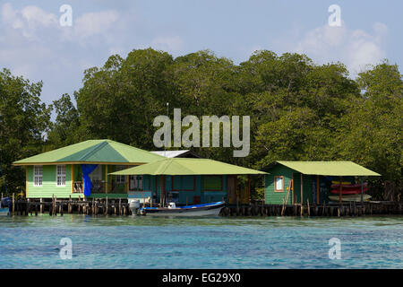 Restaurant in Crawl Cay - Cayo Coral. Boca del Drago. Bocas del Toro. Panama. Eines der berühmtesten Plätze zum Schnorcheln in Bocas de Stockfoto