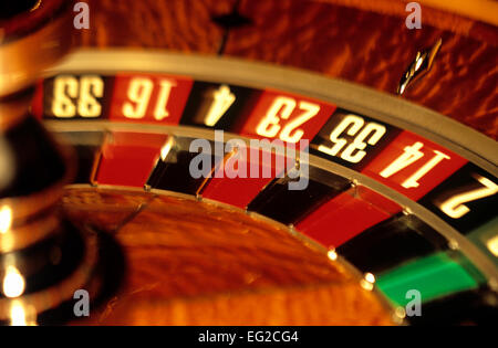 Roulette-Rad, Main Street Station Casino, Las Vegas, Nevada, USA. Stockfoto