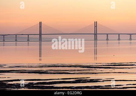 Zweite Severn-Brücke überqueren, Beachley Punkt Fluss Severn, Gloucestershire, England, UK Stockfoto