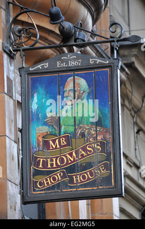 Herr Thomas Chop House, berühmte Essen Haus und Pub in Manchester, UK Stockfoto