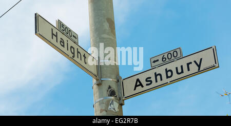 Haight - Ashbury Straßenschild in San Francisco, Kalifornien, USA Stockfoto