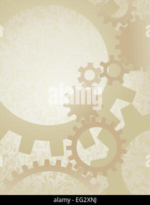 Steampunk Getriebe Hintergrund auf Pergament Stockfoto