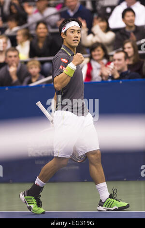 Memphis, TN, USA. 14. Februar 2015. Memphis, TN - 14 Februar: Niederlagen Kei Nishikori(JPN) Sam Querrey(USA) 57 67 67 in ihrem 4. Vorrundenspiel bei den 2015 Memphis Open in Memphis, Tennesse. Andrew Patron Bildnachweis: Andrew Patron/ZUMA Draht/Alamy Live-Nachrichten Stockfoto