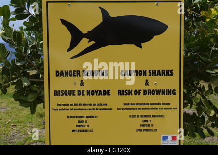 Warnschild Hai, Stockfoto