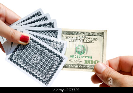 Ziehen Sie 100 Dollar isoliert auf weißem Hintergrund Stockfoto