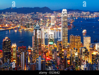 Hong Kong Skyline bei Nacht Stockfoto