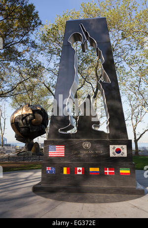 Das New York Korean War Veterans Memorial im Battery Park in Lower Manhattan, New York. Stockfoto