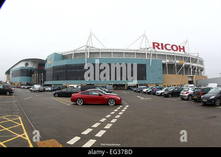 Coventry, Vereinigtes Königreich. 15. Februar 2015. Aviva Premiership. Wespen im Vergleich zu Harlekine. Gesamtansicht der Ricoh Arena vor dem Spiel. Bildnachweis: Aktion Plus Sport/Alamy Live-Nachrichten Stockfoto