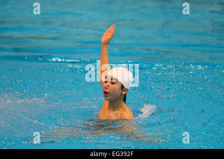 JISS, Tokyo, Japan. 15. Februar 2015., 15. Februar 2015 - synchronisierte Schwimmen: Auswahl Trial für gemischten Duett bei JISS, Tokio, Japan. © YUTAKA/AFLO SPORT/Alamy Live-Nachrichten Stockfoto