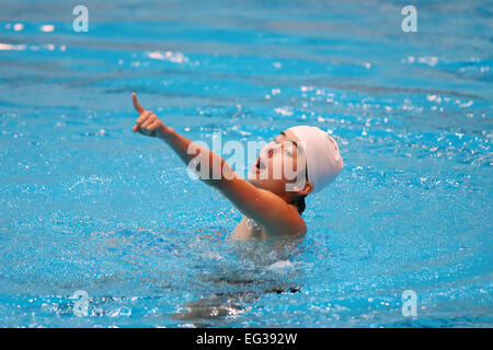 JISS, Tokyo, Japan. 15. Februar 2015., 15. Februar 2015 - synchronisierte Schwimmen: Auswahl Trial für gemischten Duett bei JISS, Tokio, Japan. © YUTAKA/AFLO SPORT/Alamy Live-Nachrichten Stockfoto