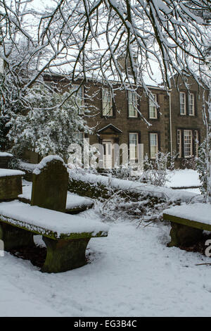 Haworth Pfarrhaus im winter Stockfoto