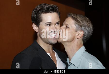 Medientag für des Lamms Club Featuring Andrew Rannells "Hedwig and the Angry Inch" statt: Andrew Rannells, John Cameron Mitchell Where: New York City, New York, USA bei: 13. August 2014 Stockfoto