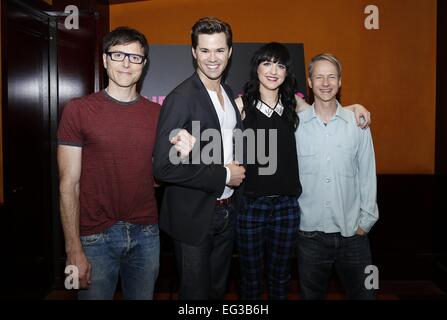 Medientag für des Lamms Club Featuring Andrew Rannells "Hedwig and the Angry Inch" statt: Stephen Trask, Andrew Rannells, Lena Hall, John Cameron Mitchell Where: New York City, New York, USA bei: 13. August 2014 Stockfoto