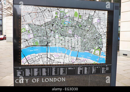 Karte der City Of London helfen Touristen findet dort zurecht Gresham Street City Of London UK Stockfoto