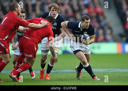 Edinburgh, Schottland. 15. Februar 2015. 6 Nations Championship. Schottland gegen Wales. Schottlands Tim Visser mit dem Ball. Bildnachweis: Aktion Plus Sport/Alamy Live-Nachrichten Stockfoto