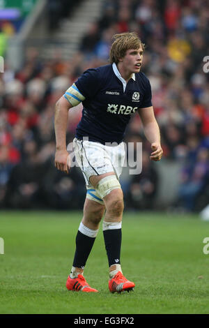 Edinburgh, Schottland. 15. Februar 2015. 6 Nations Championship. Schottland gegen Wales. Schottlands Jonny grau. Bildnachweis: Aktion Plus Sport/Alamy Live-Nachrichten Stockfoto