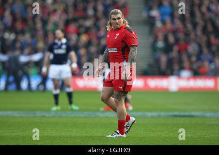 Edinburgh, Schottland. 15. Februar 2015. 6 Nations Championship. Schottland gegen Wales. Wales Richard Hibbard. Bildnachweis: Aktion Plus Sport/Alamy Live-Nachrichten Stockfoto