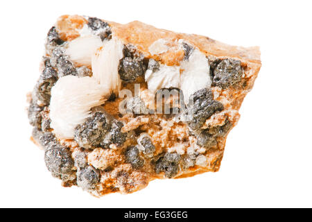 Weiß-, Mineral, Stein auf einem weißen Hintergrund Stockfoto