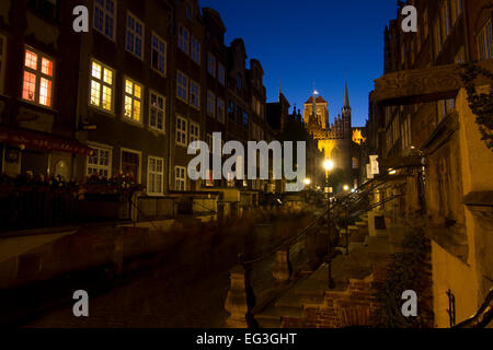 Danzig, Altstadt, Mariacka Straße bei Nacht Stockfoto