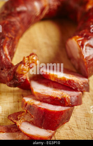 Chourico Caseiro, eine klassische portugiesische Wurst Stockfoto