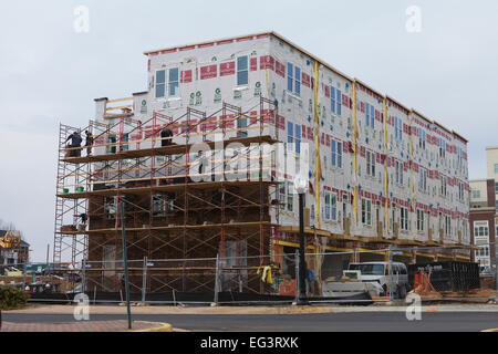 Kingspan Haus Wickel angewendet auf neue Eigentumswohnung-Hausbau - Virginia USA Stockfoto