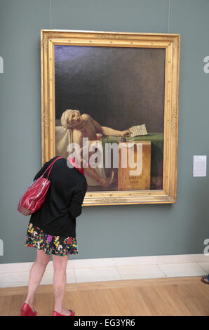 Der Tod des Marat von Jacques-Louis David auf dem Display in den Königlichen Museen der schönen Künste von Belgien, Brüssel, Belgien. Stockfoto