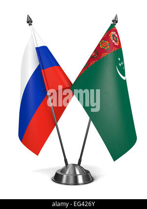 Russland und Turkmenistan - Miniatur-Flags. Stockfoto