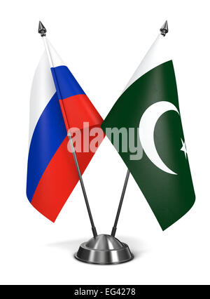 Russland und Pakistan - Miniatur-Flags. Stockfoto