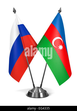 Russland und Aserbaidschan - Miniatur-Flags. Stockfoto