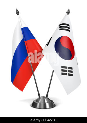 Russland und Südkorea - Miniatur-Flags. Stockfoto