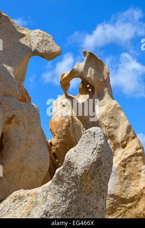 Bizzarre Felsformation an der Punta di Campomoro in Sartène, Corse-du-Sud, Korsika, Frankreich Stockfoto