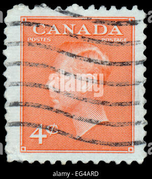 Kanada - ca. 1949: Eine Briefmarke gedruckt von Kanada, zeigt König George VI, ca. 1949 Stockfoto